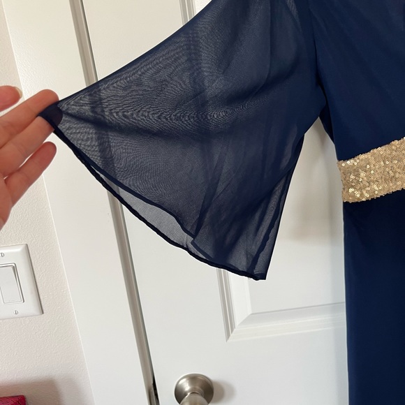 Navy dress with wide gold belting - Picture 9 of 12